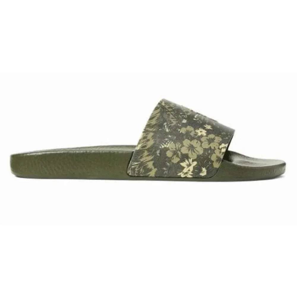Polo Ralph Lauren Cayson Slides Mens 14 Camo Green Floral Tropical Sandals